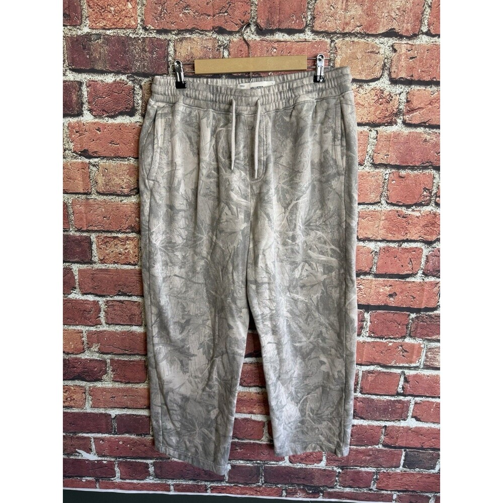 Hollister Mens Green Camo Sweatpants w/ Drawstring Size Large Fleece